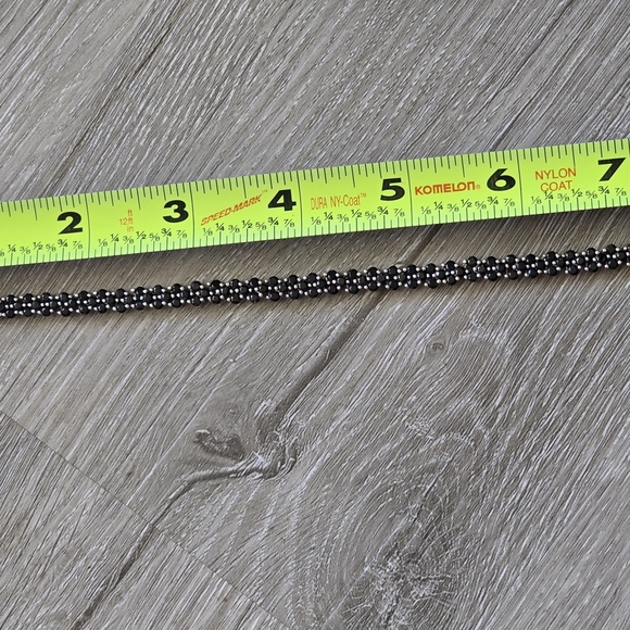 3 Row Narural Black Spinel Sterling Silver Bracelet - Picture 5 of 5